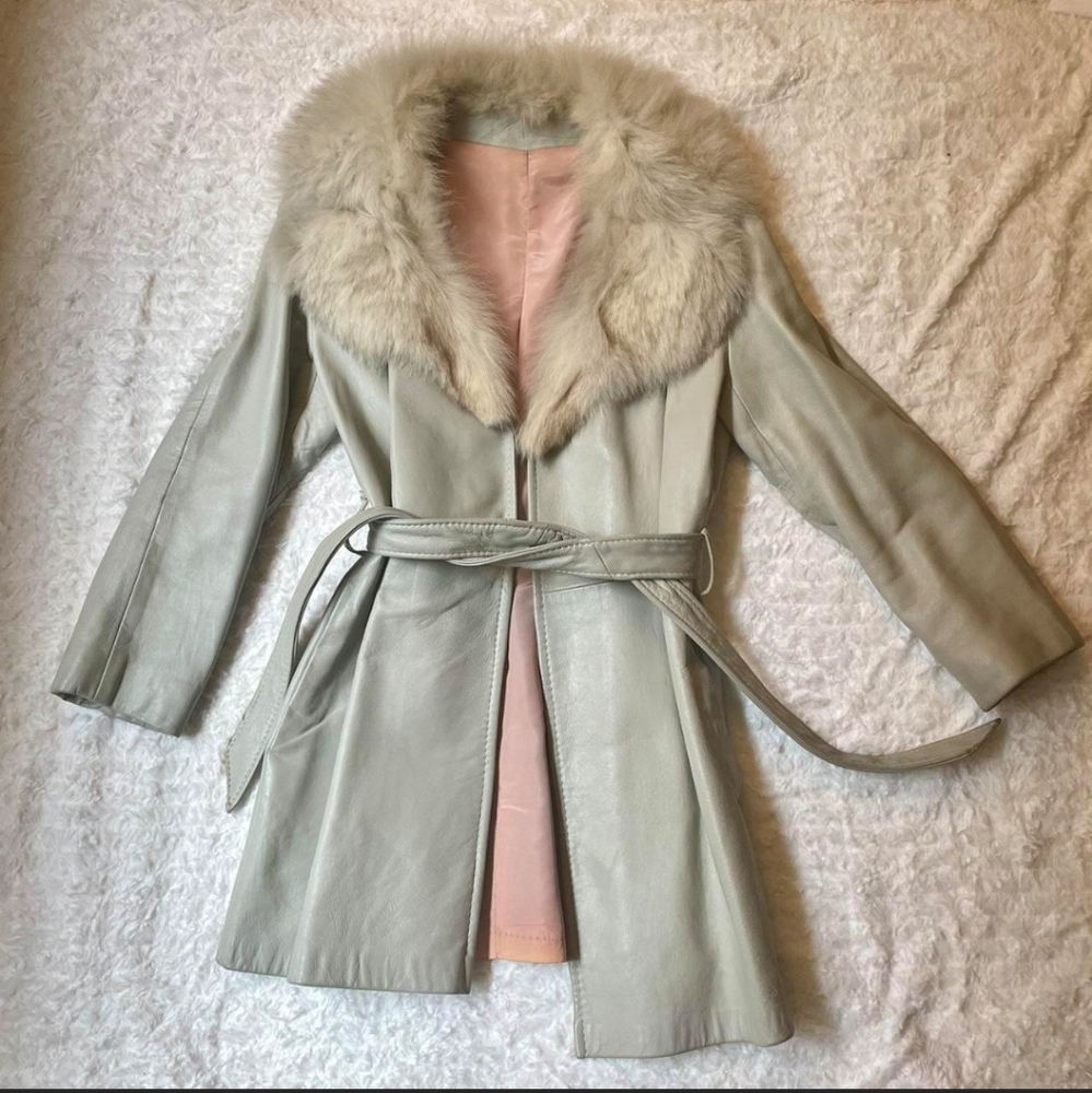 Vintage 70s Penny Lane Leather And Fur Coat - Picture 3 of 6